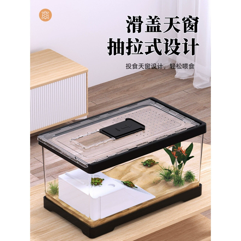 Аквариум для черепах, домашняя гостиная, небольшой настольный аквариум для разведения маленького дома с террасой, аквариум для черепах, экологический аквариум для черепах