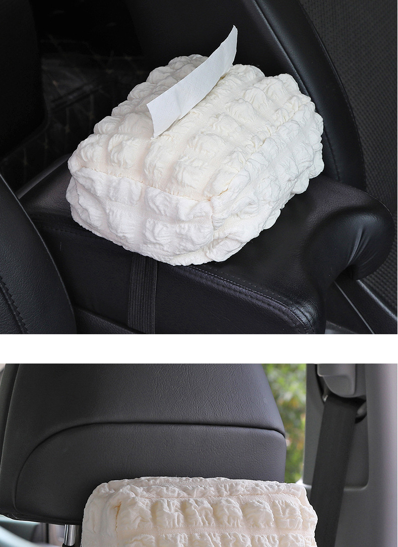 Car Tissue Box Puff Fabric Hanging Armrest Box Paper Box Car Multifunctional Storage Bag Tissue Box