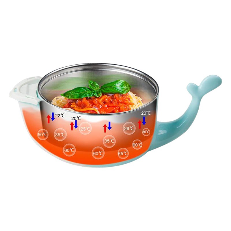 Yookidoo tazón de inyección de agua para niños tazón de aislamiento infantil tazón de vajilla traje 304 de acero inoxidable tenedor cuchara tazón