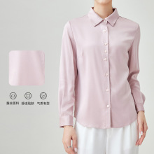 桑蚕丝真丝衬衫女2025春秋款职业装长袖衬衣翻领上衣舒适透气保暖