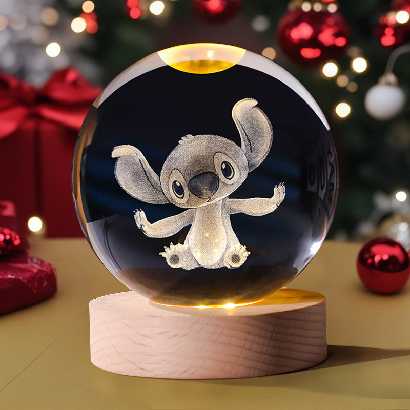 跨境卡通系列节日礼物桌面小摆件发光水晶球小夜灯批发创意装饰灯
