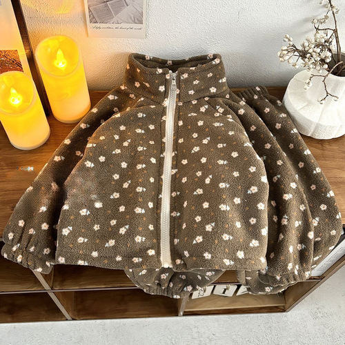 New Fall and Winter Double-Faced Fleece Set with Stand Collar for Boys and Girls, Leopard Print Soft and Warm Loose Comfort Pullover Pants