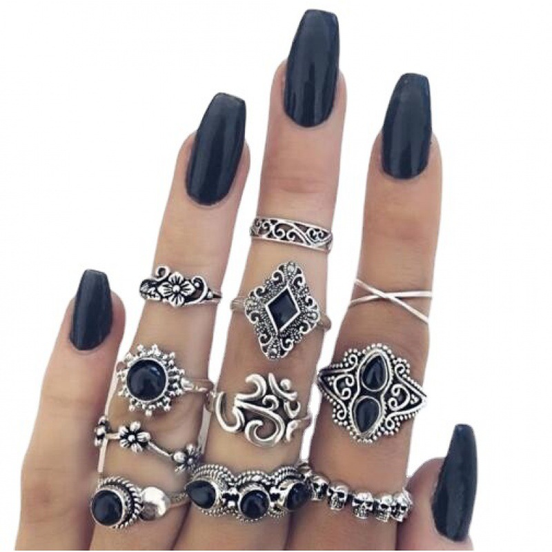 Minimalist Stackable Band And Cubic Zirconia Ring Set For Women_voghion.com
