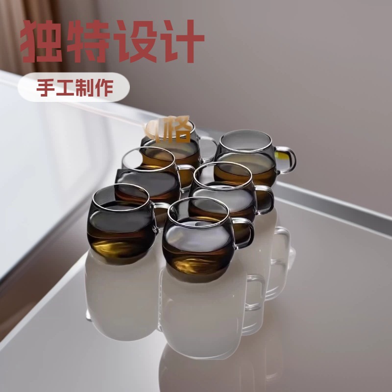 손잡이가 있는 유리 찻잔, 투명한 작은 물컵, 가정 및 사무실용 찻잔, 작은 차 세트, 가정용 차 도구