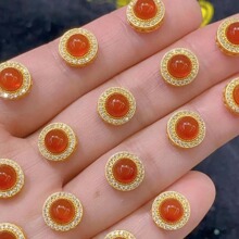 小红薯爆款S925银镶红玛瑙配件可DIY各种搭厂家批发