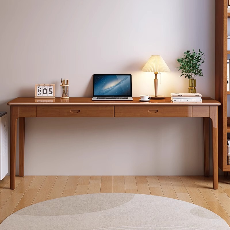 All Solid Wood Narrow Desk 40/50cm Wide Office Desk Home Computer Desk Bedroom Small Apartment Study Desk