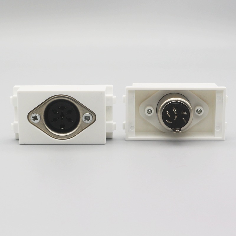 128型6芯会议话筒 DIN手拉手六针孔会议音频 DCN会议插座模块(母)