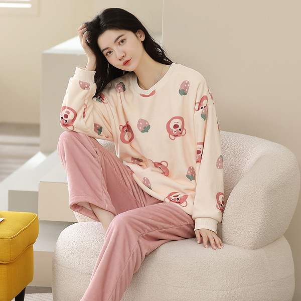 Demi-season coral velvet flannel pijama