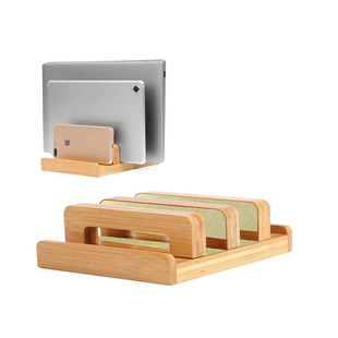 in stock bamboo stand mobile phone tablet stand multifunctional desktop storage rack laptop stand
