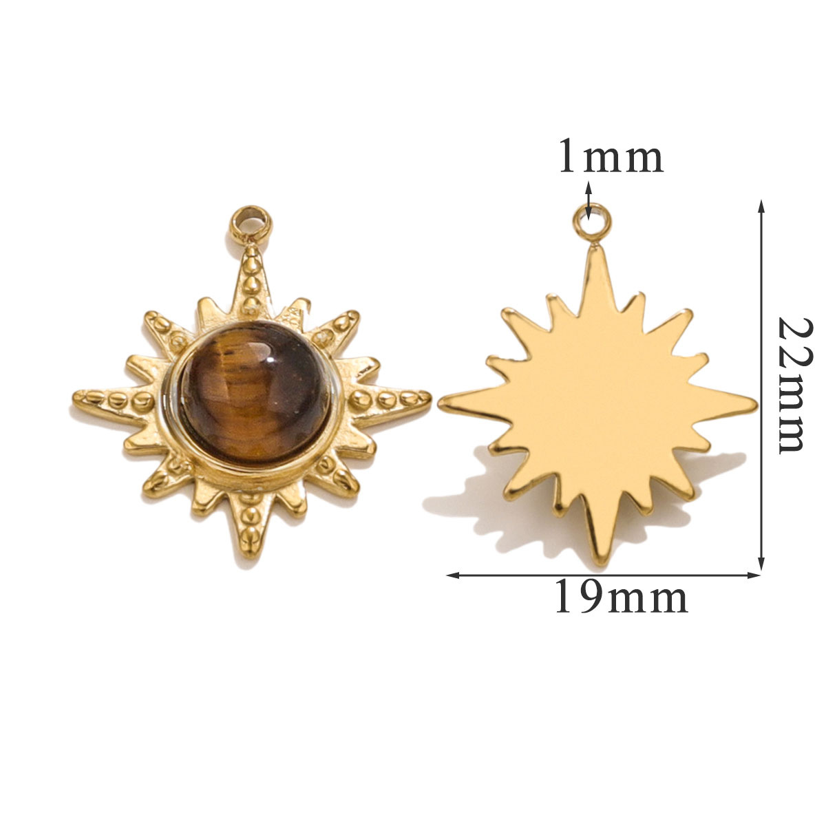 Acero inoxidable de moda piedra natural ojo de tigre piedra clásica octangular elemento colgante de acero de titanio DIY accesorios collares pendientes