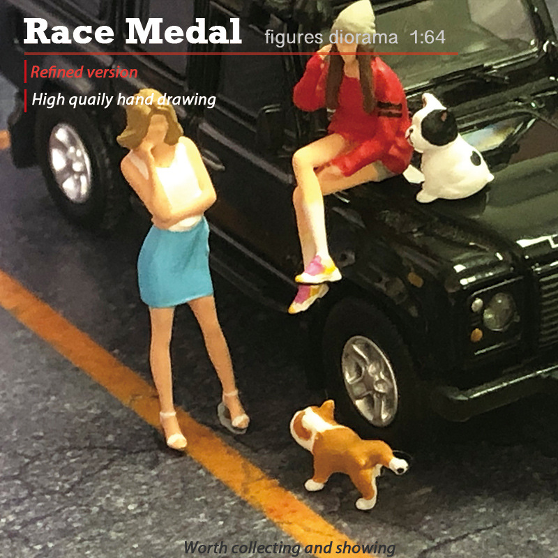 Racemedal1/64 Pet Dog Model Model Model Scenario Carabradi Teddy…
