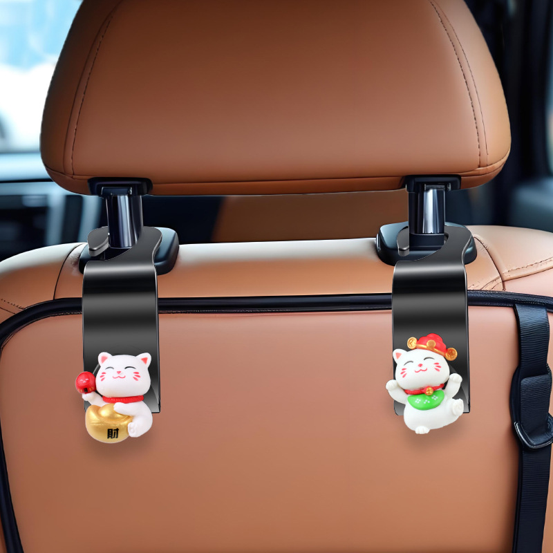 Gancho para coche, almacenamiento trasero multifuncional para coche, lindo coche de dibujos animados, asiento delantero, trasero, gancho de almacenamiento