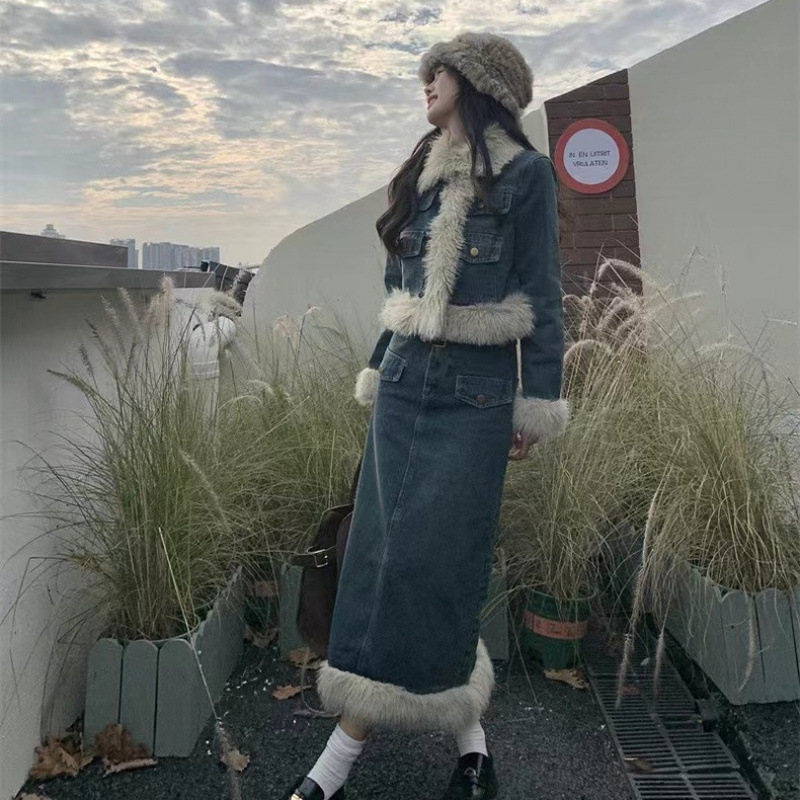 Retro denim winter set