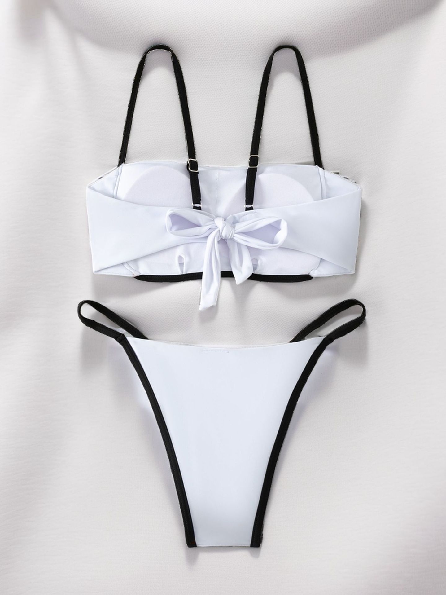 New Sexy Low Waisted Bikini Color Block Lace-Up Two Piece Swimsuit Women's Clothing_ecoleips.com