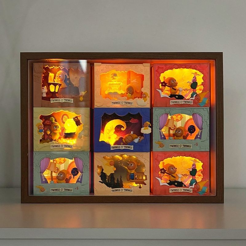 Bubble Mart Star Man Lighting Series Storage Box Hand-Made Blind Box Three-Dimensional Display Hanging Photo Frame Gift Box