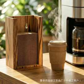 木质咖啡杯套收纳架奶茶店瓦楞纸隔热杯套整理架壁挂式杯套置物架