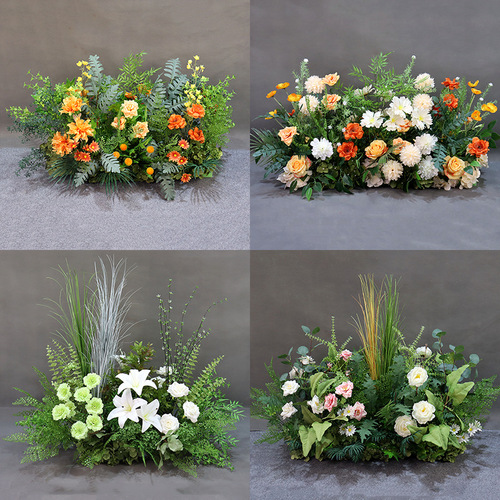 Forest-style wedding green leaf white corner flower hanging flower pot silk flower guide outdoor wedding decoration guiding greenery arrangement