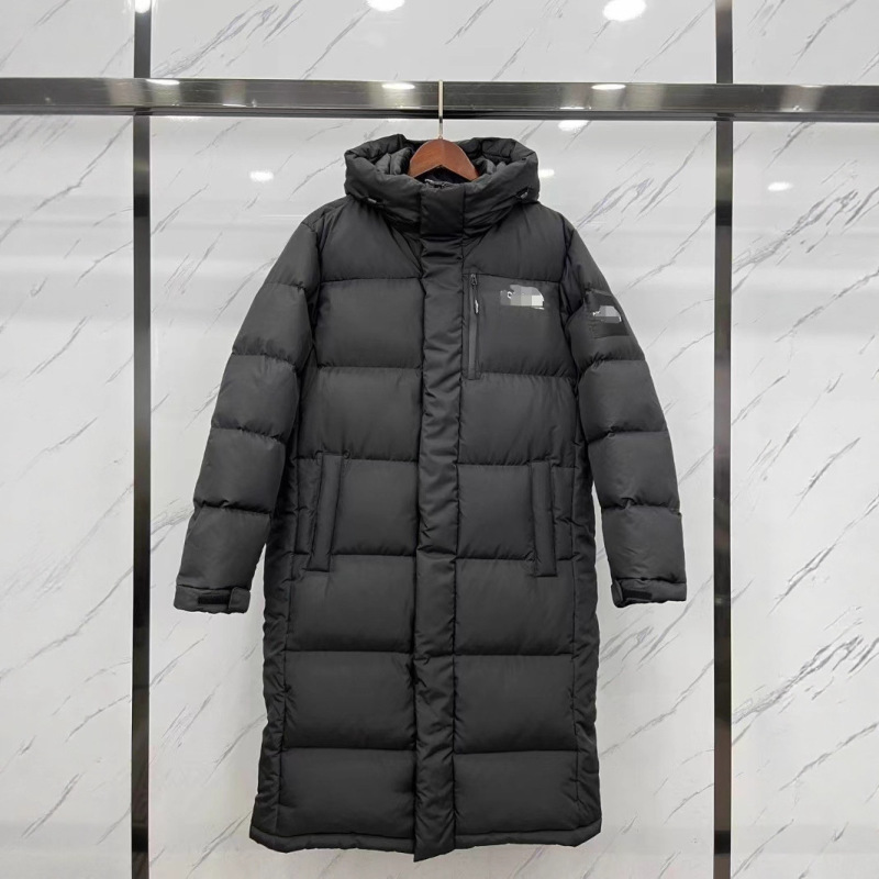 Over-The-Knee North Face down Jacket, Unisex, Cold-Proof, Couple's Hooded Puffer Jacket, Thickened, Warm, Windproof, Cold-Resistant
