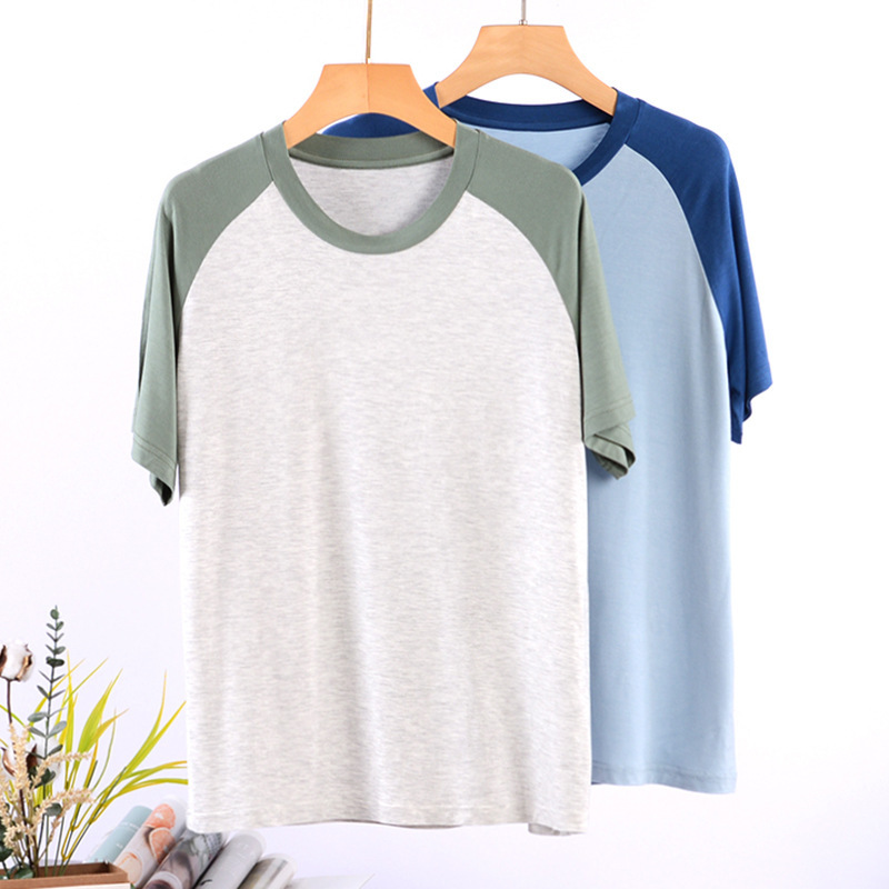 Men's Modal Thin Pajamas Top Single-piece Home Clothes Short-sleeved Men's Simple Home Thin Top for Youth