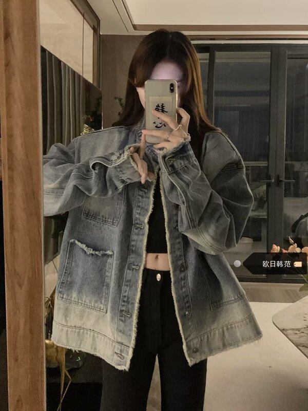 plus size Design Sense Denim Coat Women's Loose 2023 New Korean Style Instagram Style Trendy Jacket Top