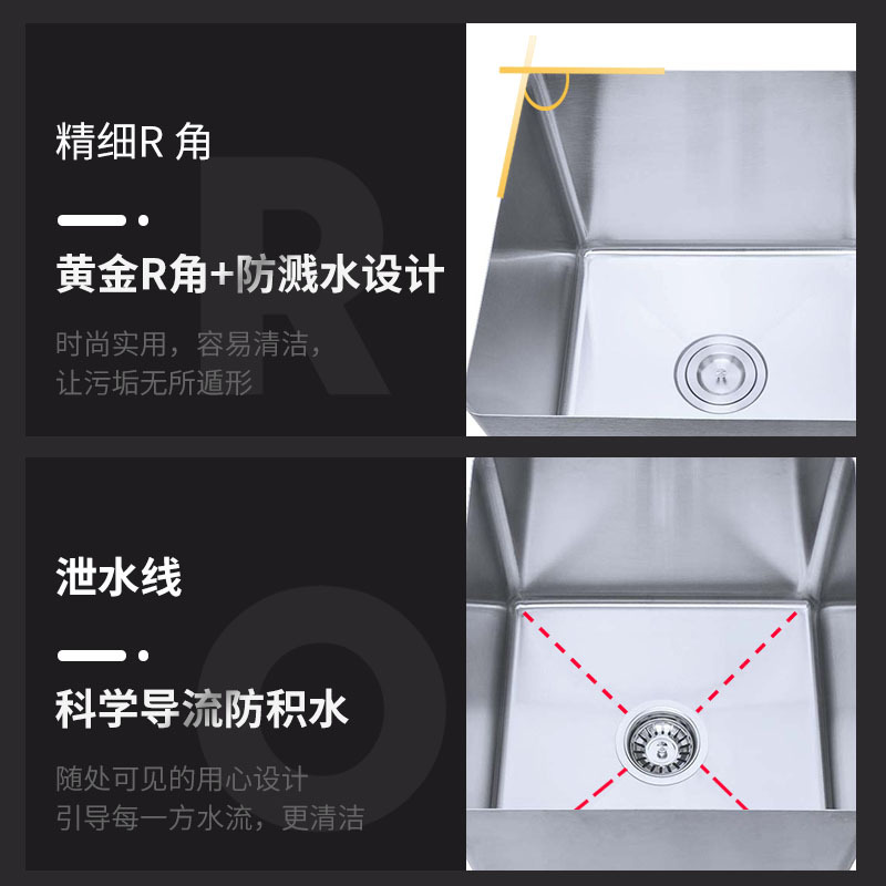 跨境304不锈钢水斗酒店商用不锈钢水池单槽加厚厨房水槽星盆批发