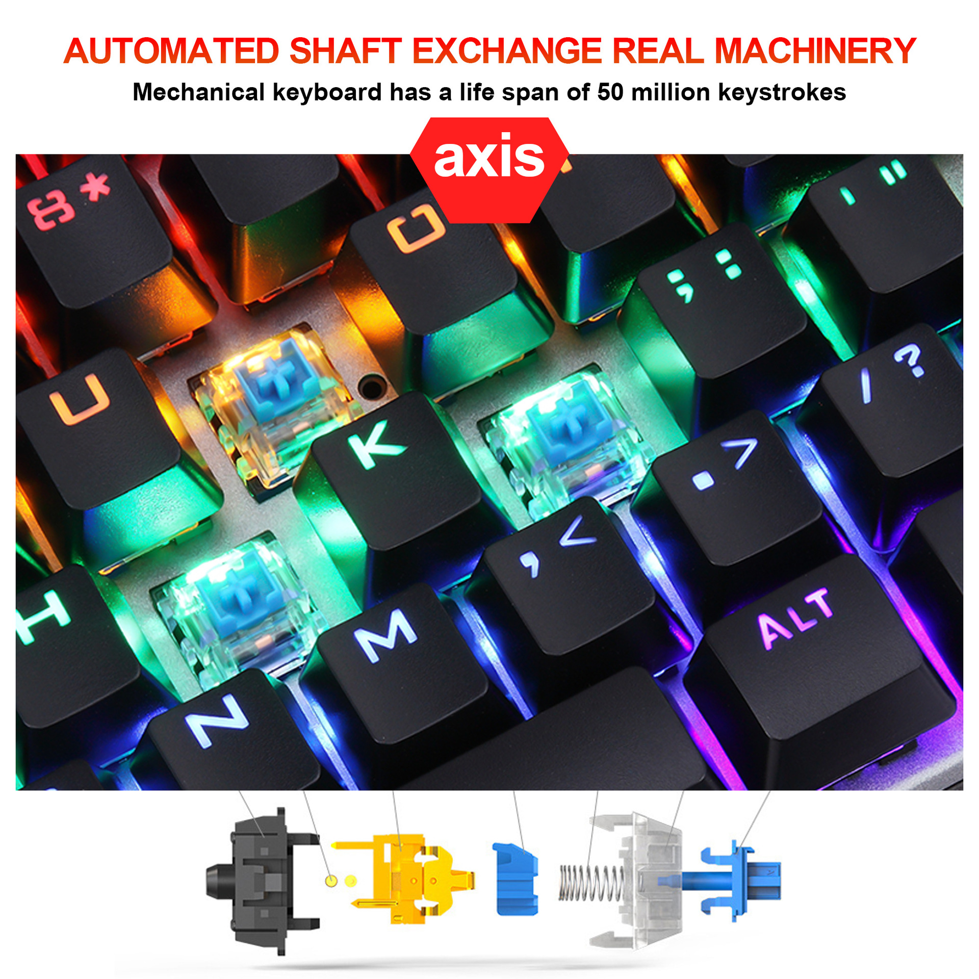 New 104 RGB illuminated mechanical keyboard colorful set seven key gaming mouse logo 5500dpi_voghion.com
