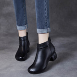 以一 Кожаные ретро универсальные короткие сапоги, воловья кожа, мягкая подошва, простой и элегантный дизайн