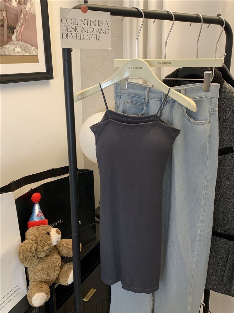 Puro viento con cojín para el pecho vestido de honda para mujer temperamento de primavera y verano, delgado y delgado, falda de fondo, falda corta, falda a la cadera image 11