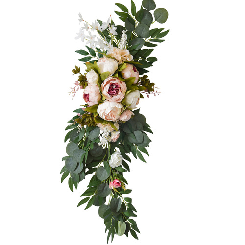 Wedding Decor Set 936 Artificial Flowers Rose Peony Welcome Wedding Guest Sign Arch Doorframe Mural