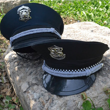 新款保安大檐帽藏青色保安帽物業大蓋帽執勤黑色門衛帽子