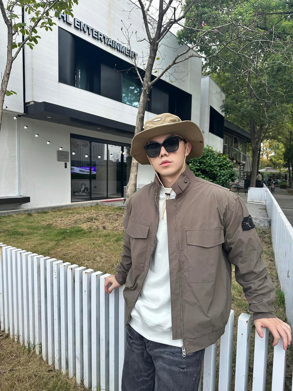 Stone石头指南针袖标工装机能立领飞行夹克美式重磅ins高街棒球服|undefined