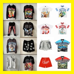 フルシリーズ】アメリカンストリートMIXEDホットダイヤモンドプリント半袖Tシャツフード付きスウェットシャツEMOTIONパンツジャケット