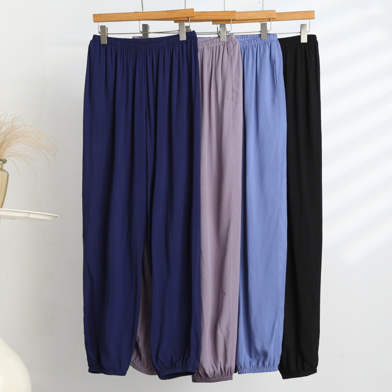Men's Casual Pants with Elastic Waist, Cotton Silk, Air Conditioning Pants for Middle-Aged and Elderly, Mosquito-Proof Pants, Summer National Trend Men's Casual Pants with Elastic Waist, Cotton Silk, Air Conditioning Pants for Middle-Aged and Elderly, Mosquito-Proof Pants, Summer National Trend