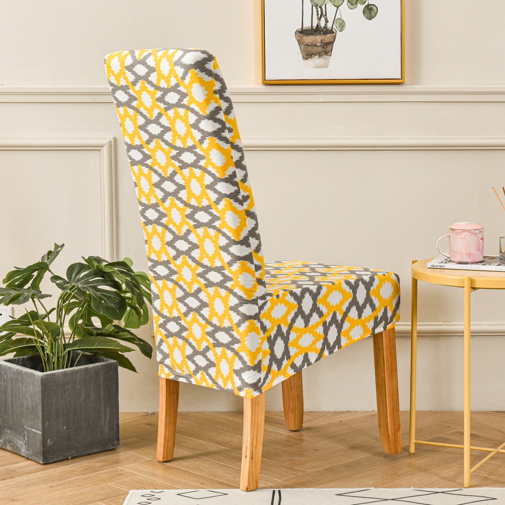 跨境高背印花彈力大號斜擺椅子套跨境酒店家用餐廳椅套