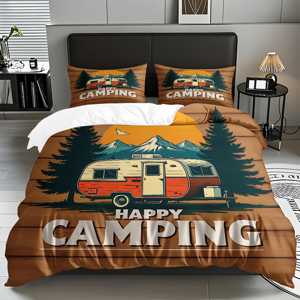 Ventas transfronterizas textiles caseros de ocio viento camping impresión digital abrasión quilt kit fuente de fábrica TEMU / JIT