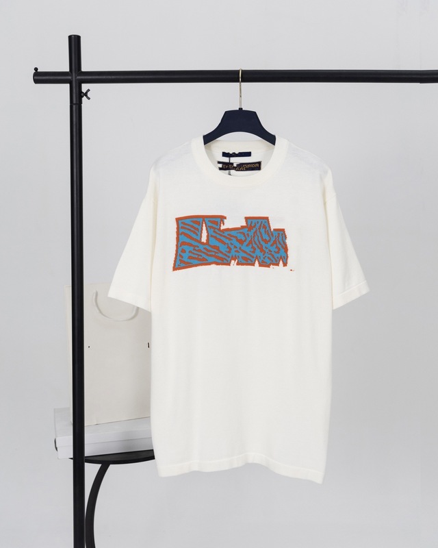 クロスボーダー ロバニット Tシャツ 2025 新しい市松模様の文字ジャカード カジュアル ルーズ 男女兼用 カップル 半袖|undefined