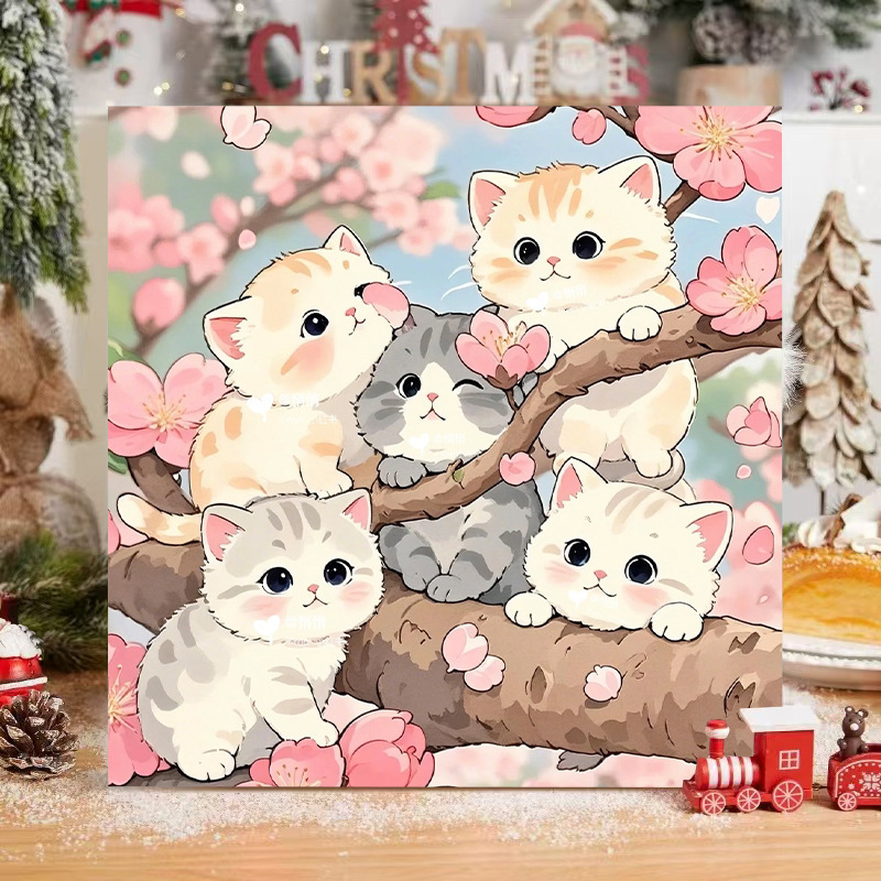 子猫デジタル油絵 diy 着色かわいい漫画動物手作り子供のシンプルな油絵装飾卸売|undefined