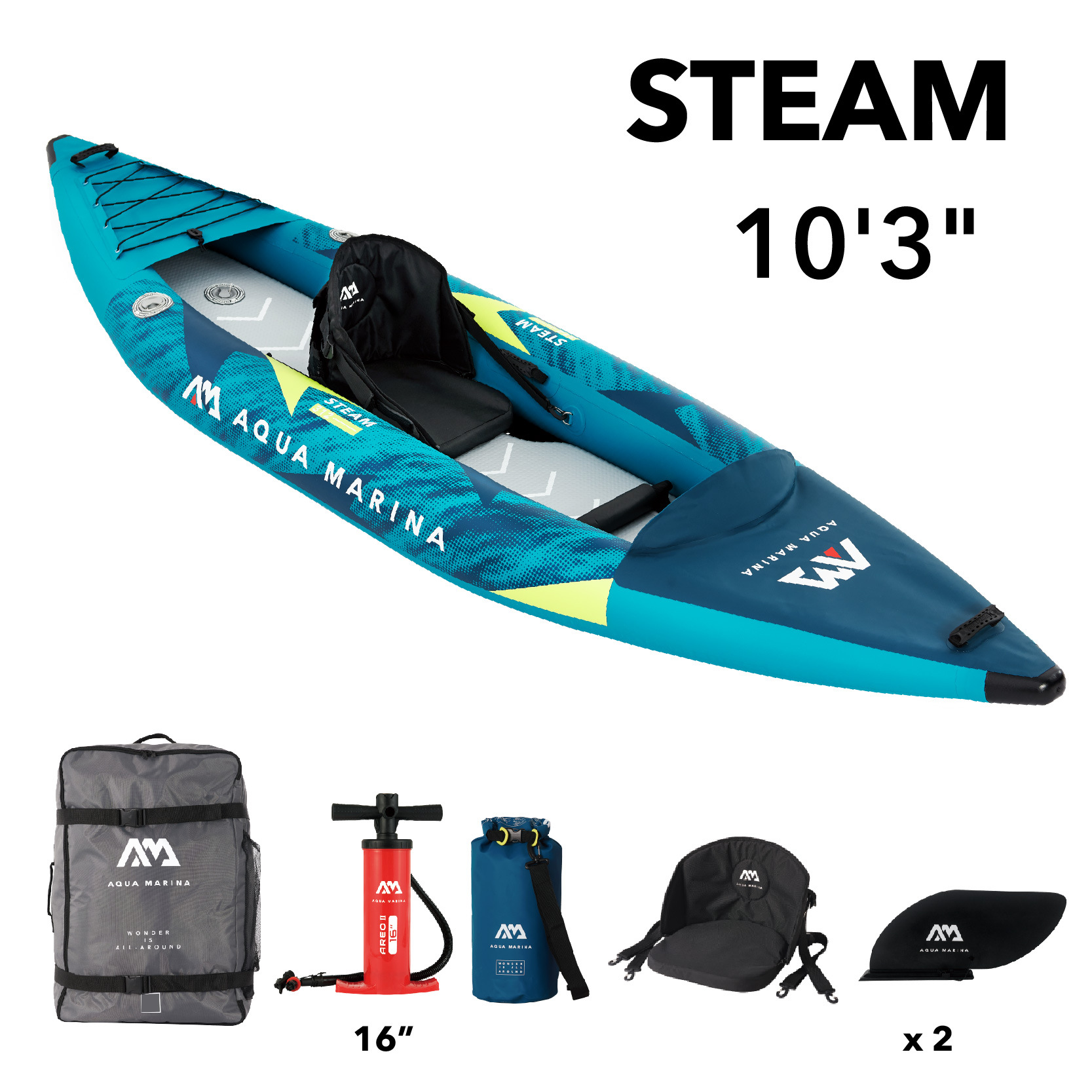 AQUA MARINA Le Rowing Turbulence STEAM Canoe Kayak Single Inflatable Boat Rubber Boat Wire Bottom