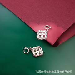 工場直販 S925 スターリングシルバー四つ葉のクローバー DIY 空のホルダー象嵌なし天然翡翠ペンダントフルグリーンペンダント卸売