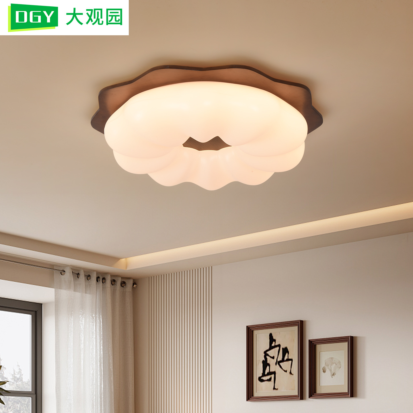 卧室吸顶灯书房灯法式小众艺术中古风复古南瓜灯新款中山灯具357L