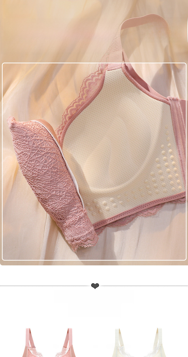 Ensemble de soutien-gorge en dentelle anti-affaissement sans anneau en acier pour petite poitrine_voghion.com