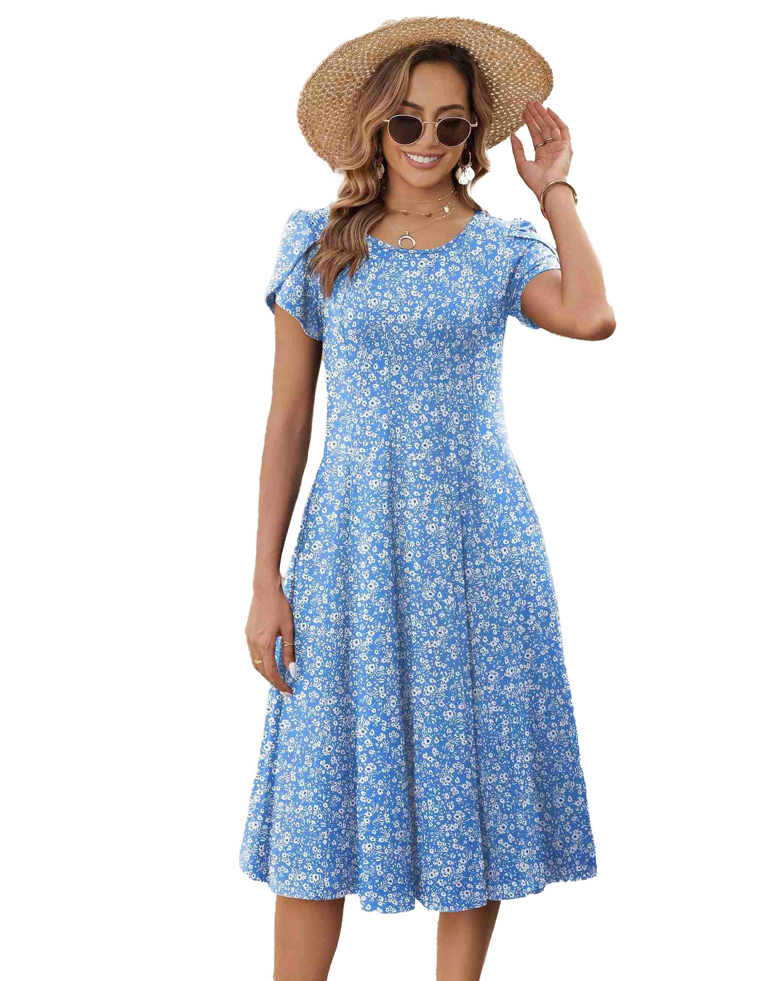 파란색과 흰색 꽃무늬