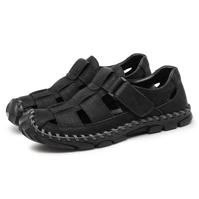 Comercio exterior explosión del comercio exterior 2025 nueva moda casual de cuero real un zapato zapatos de playa para hombres