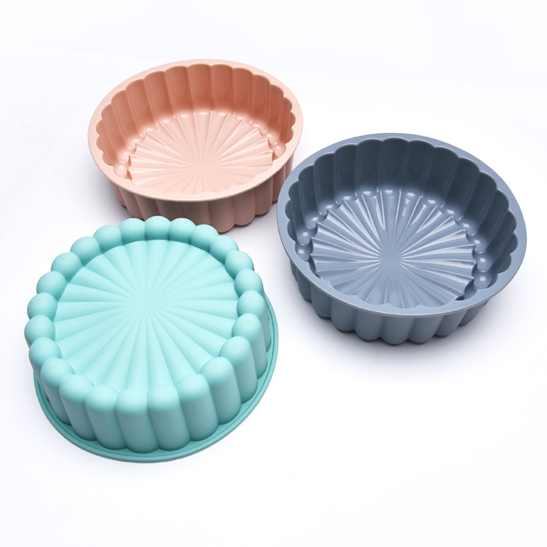 Cross-Border Hot Sale Baking Silicone Folding round Cake Mold SUNFLOWER-Shaped Silicone Mold in Stock Wholesale