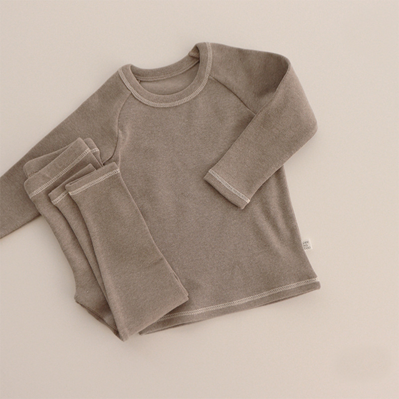 Ropa para niños de estilo nórdico ropa interior de lana térmica de invierno traje de ropa para el hogar de los niños pijamas de color sólido de bebé ropa para niños de comercio exterior Nuevo