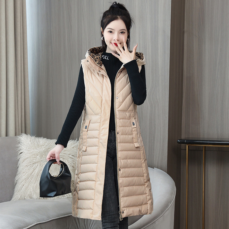 Women's Long Thickened Down Cotton plus size Vest for Autumn and Winter Korean-style Loose Over-lacquered Vacant Jacket Women's Long Thickened Down Cotton plus size Vest for Autumn and Winter Korean-style Loose Over-lacquered Vacant Jacket