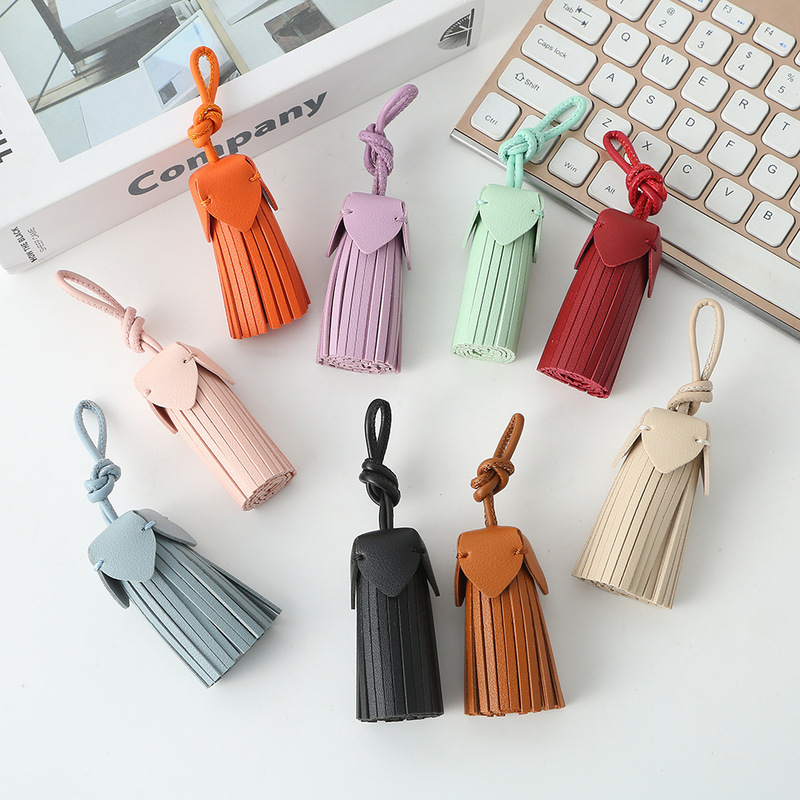 Cross-Border Miu Series Tassel Bag Charm Pu Roll Tassel European and American Simple Eco-Friendly Car Keychain Keyring Pendant Cross-Border Miu Series Tassel Bag Charm Pu Roll Tassel European and American Simple Eco-Friendly Car Keychain Keyring Pendant