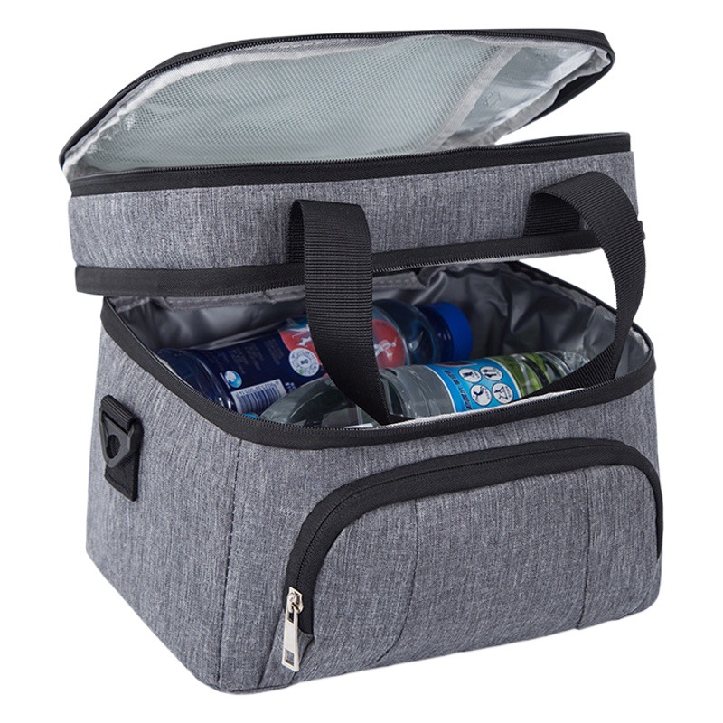 Bolsa de almuerzo gruesa transfronteriza, bolsa de almuerzo con aislamiento de doble capa, bolsa de picnic de papel de aluminio prensada en caliente EVA a prueba de fugas, bolsa de hielo