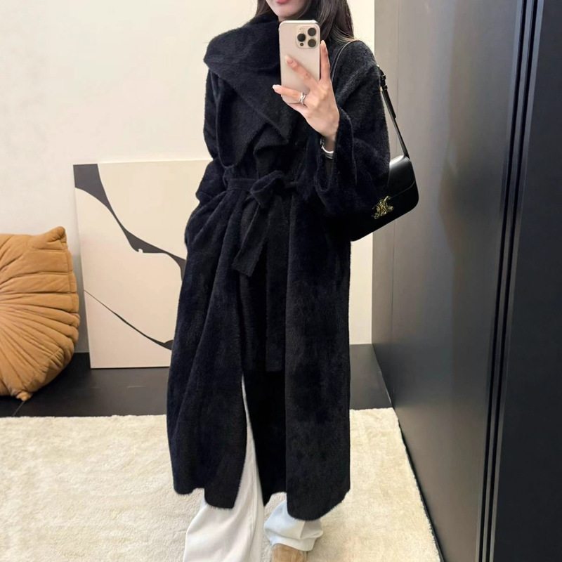 翻领长款过膝大被子毛衣外套女2025初秋季新款慵懒氛围针织开衫|undefined