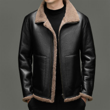 男士真皮皮衣男羊皮毛一体羊剪绒内胆休闲冬季加厚保暖皮夹克外套